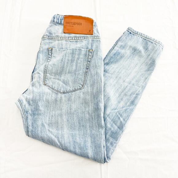 One Teaspoon Shabbies Light Wash Denim Cargo Jogger Jeans Size XS - Picture 8 of 8